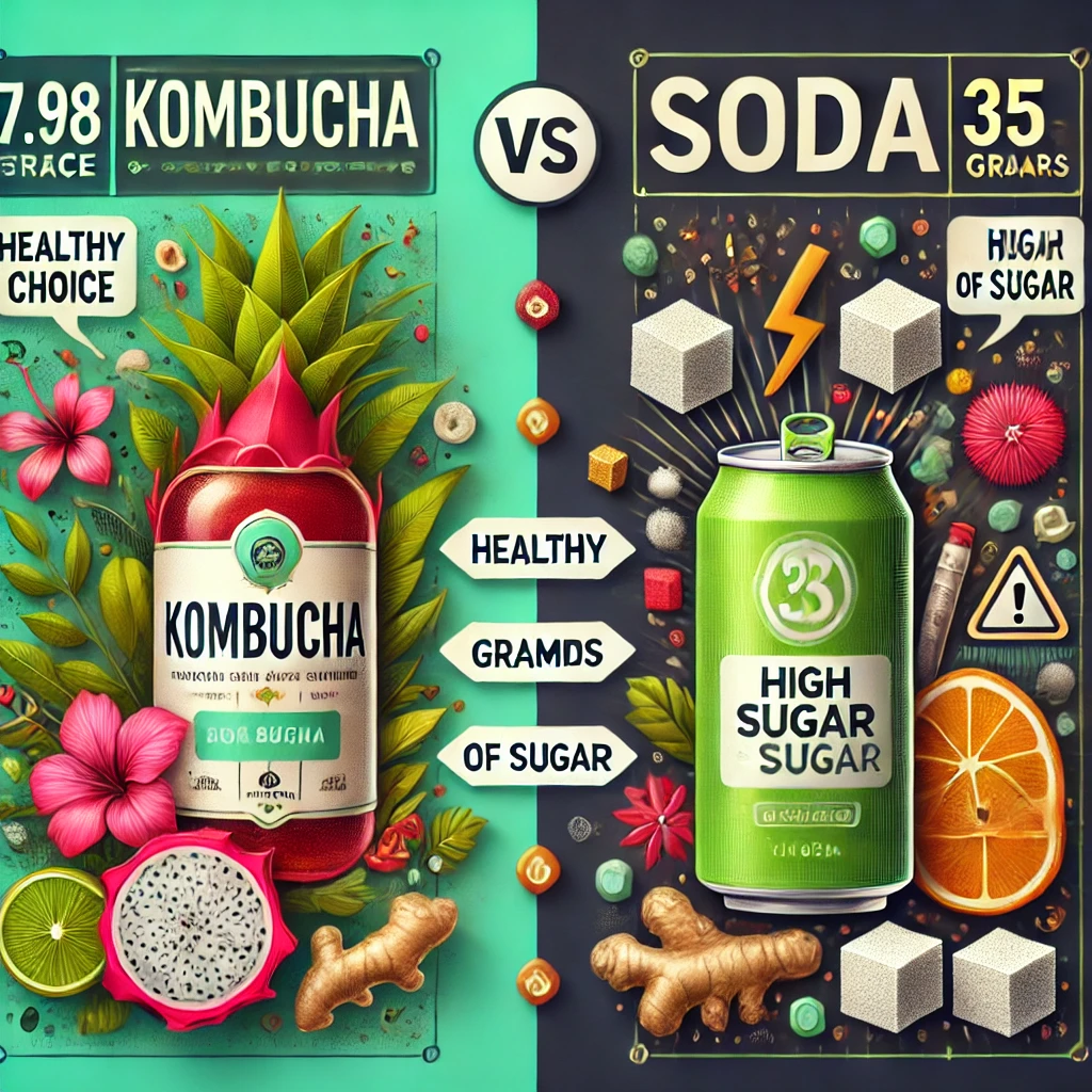 Imagen de comparación de kombucha contra gaseosa